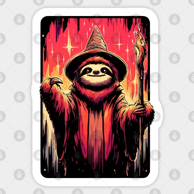 Retro Sloth Wizard Sticker by TomFrontierArt